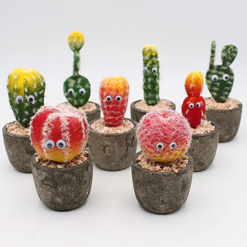 Искусственное суккулентное растение искусственный кактус в горшке цветочное