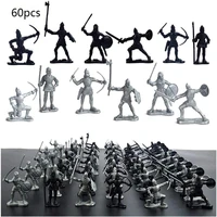 60 pcslot sliver black warriors medieval soldiers military figures toy archaic soldiers middle ages knights