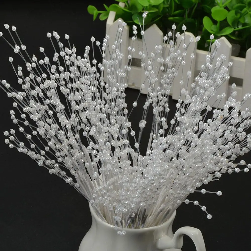 

10pcs Handmade Pearl Beads String Bouquet Bride Party Table Center Supplies Jewelry Candy Box Holding Flower Wedding Decoration
