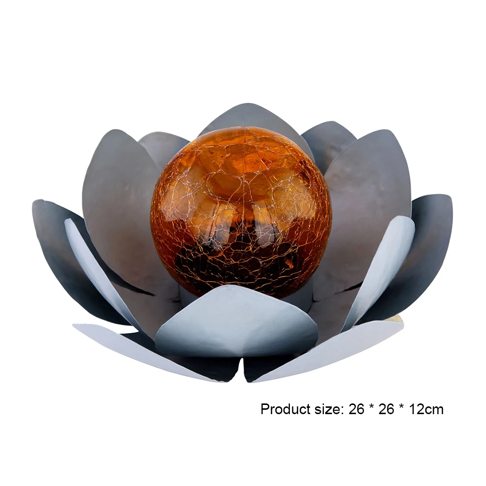 

LED Solar Light Cracked Glass Ball Lotus Flower LightOutdoor Waterproof Garden Lawn Lamps Yard Art for Home Courtyard Decoration