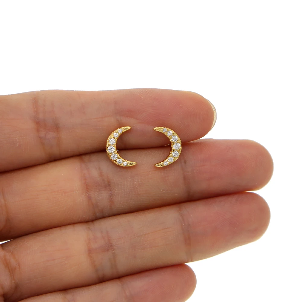 2018 крошечная серьга в форме Луны из кубического циркония Рождественская Луна для
