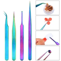 1pcs stainless steel tweezers for nails design 2021 colorful eyebrow tweezer tools new professional tools for make up