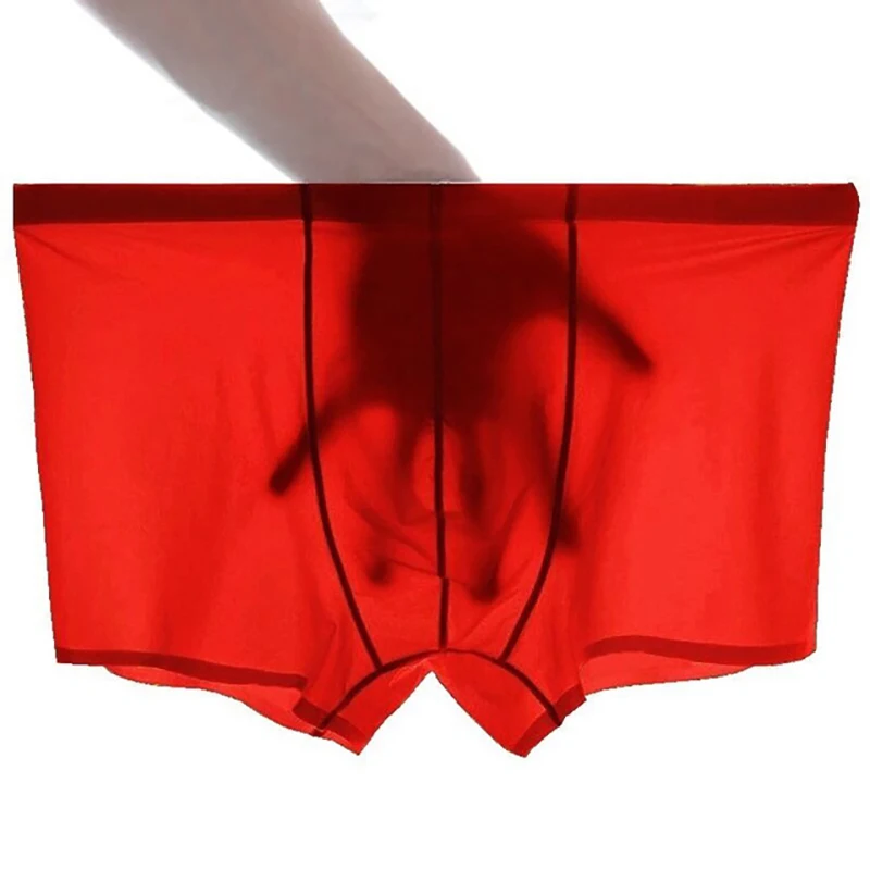 

Ice Silk Men Underwear Seamless Transparent Solid Mens Boxer Shorts Breathable Panties Underpants Cueca Hombre Plus Size XXXXL