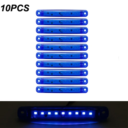 9LED blue x10 Янтарный автомобилей Внешнее освещение светодиодный 12 V-24 v 9/6 светодиодный авто шины Грузовик Боковые Габаритные светодиодный индикатор низкая СВЕТОДИОДНЫЙ трейлер светильник задняя сторона лампы - Цвет: 9LED blue x10
