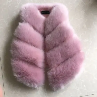 Lotus Pink Модная детская одежда жилет из искусственного лисьего меха жилет в европейском стиле для маленьких девочек зимнее пальто TZ135 - Цвет: Lotus Pink