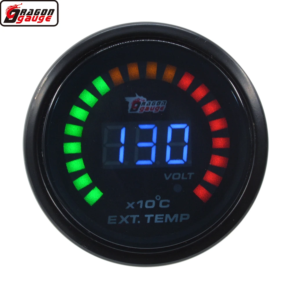 Дракон 52 мм Digital 20 светодиодный авто выхлопных газов Температура манометр и вольт