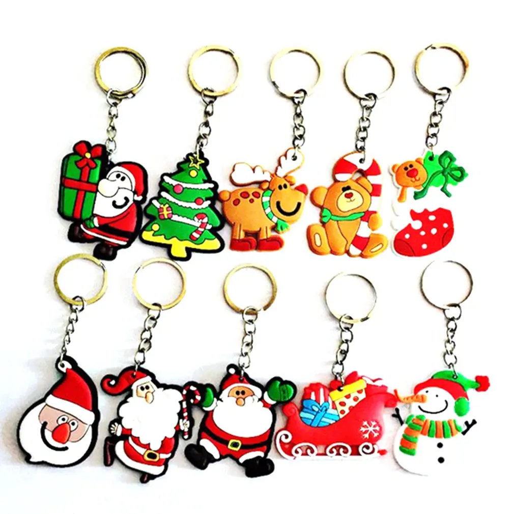 

10pcs/set Christmas Elements Fun Key Chain Christmas Decoration Cartoon Keychain Creative Small Gift Keyring