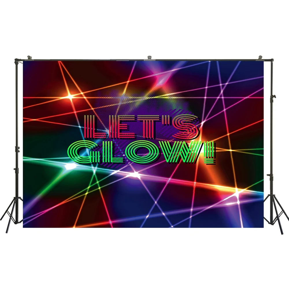 

HUAYI Photography Backdrop Birthday Party Desserts Cake Table Decor Photo Background Let's Glow Prom Baby Shower BackdropW-3615