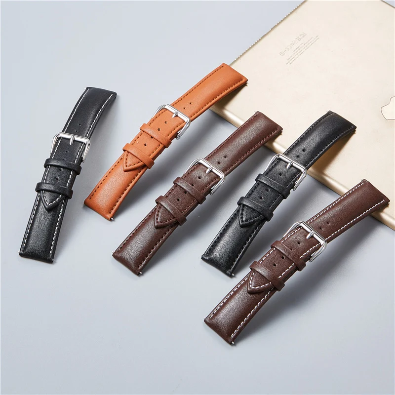 

Calfskin Leather Watchbands Bracelets for Samsung Galaxy Watch 4 40mm 44mm Classic 46mm 42mm Strap Watchband 20mm 22mm Correas