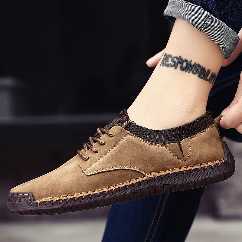 Модные Повседневные кроссовки Мужская обувь Мужские лоферы из натуральной кожи