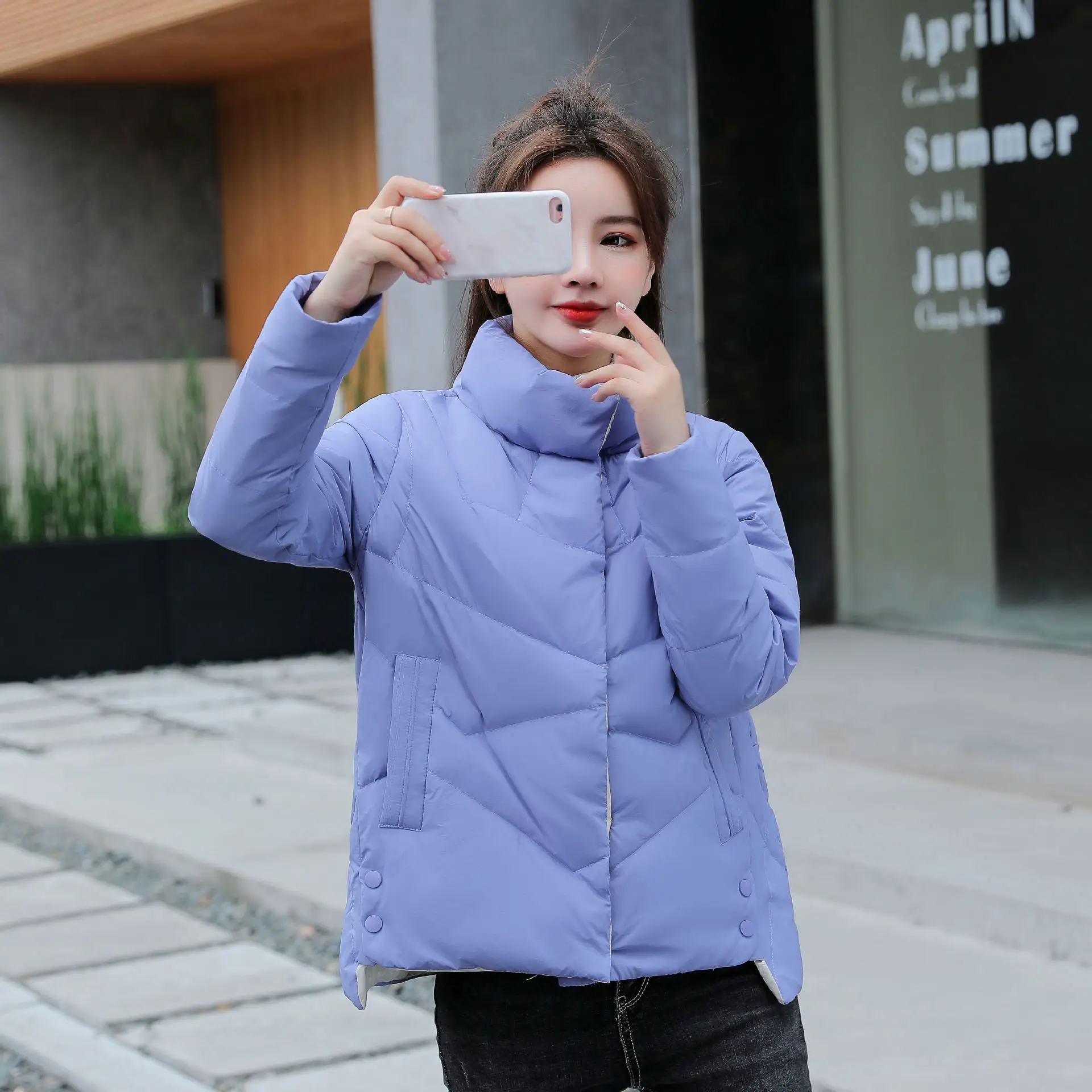 

New 2021 Women's Cotton Outerwear Short Student Loose Femme Cotton-Padded Jacket Big Fur Collar Down Cotton Clothes Ladies Coats