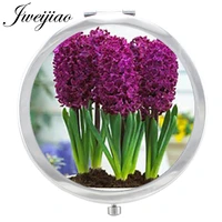 youhaken hyacinth flower makeup mirror floding round compact hand pocket mirror for women girls magnifying espejo
