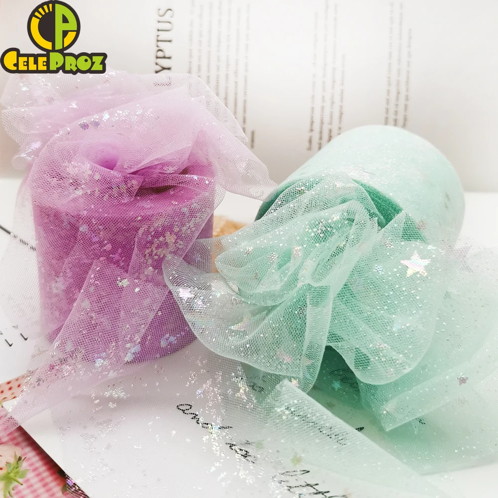 Блестящая Лазерная Лента из тюля в горошек 6 см|Ткань| |