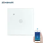 Zemismart ЕС Tuya WiFi умный светильник переключателя один, два, три банды Настенные переключатели без нейтральный провод требуется Alexa Google Home Управление