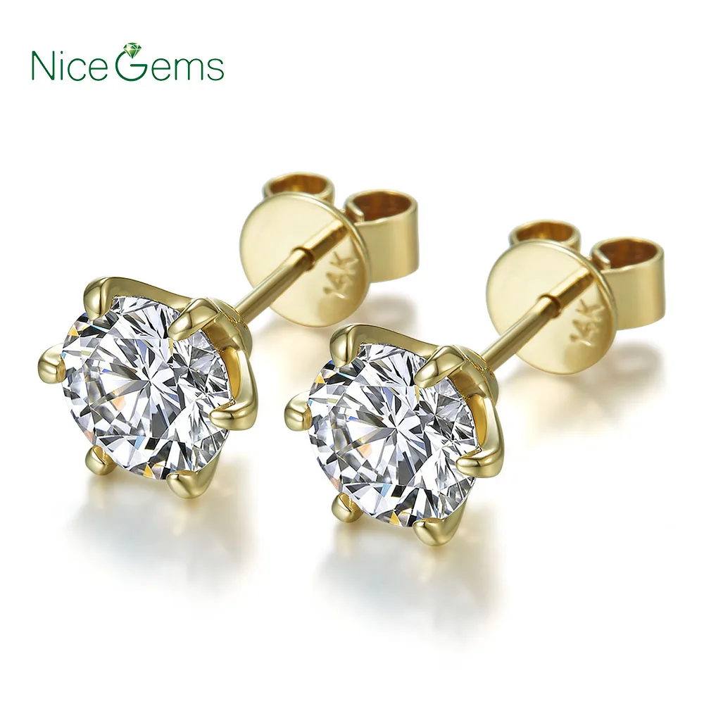 Женские круглые серьги гвоздики nicheems однотонные из желтого золота 14 к 585 пробы 6