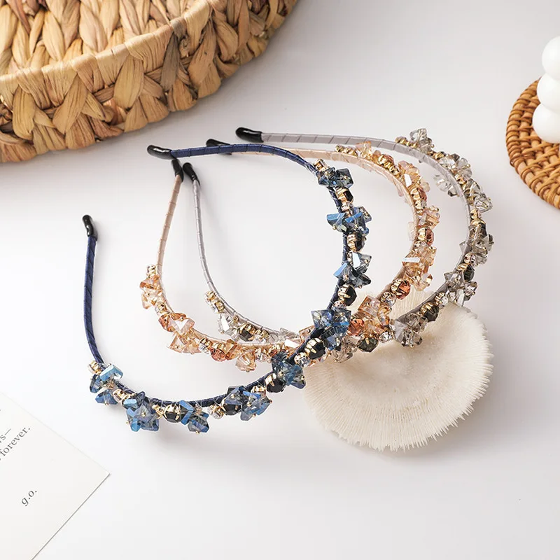 

Повязка на голову Стразы с кристаллами Женская, корейский стиль, многоцветный аксессуар для волос, 2020