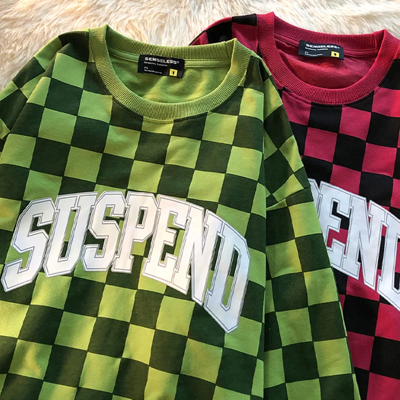 

Женский осенне-весенний тонкий свободный свитер в клетку в стиле ретро