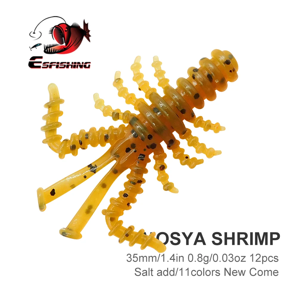 ESFISHING 2021 новая качественная креветка Craw Mosya 35 мм 12 шт Мягкая приманка рыболовная приманка для окуня форель, щука Peche - изображение