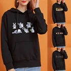 Толстовка женская с капюшоном, модный брендовый пуловер с капюшоном в уличном стиле, милый кролик, повседневные худи, весна-осень-зима