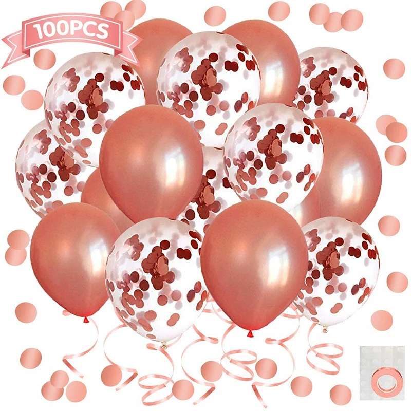 

2021 Rose Gold Party Balloons Gold Confetti Balloons Rose Gold for Rose Gold Birthday Party Decorations 100PCS