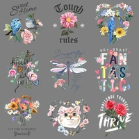 new spring flower birds cats clothing stickers iron on patches on clothes girls heat transfer applique diy wholesale lots badgs