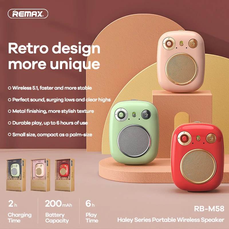 

Remax RB-M58 Fashion Metal Wireless Portable Bluetooth 5.1 Mini Speaker