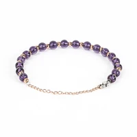 bofee natural purple glass beaded bracelet string round trendy jewelry elasticity rope stretch charm hand chain fashion gift