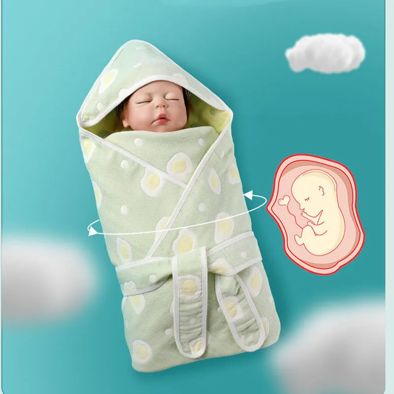 

Multifunctional Quilt For Newborns Soft Cotton Gauze Jacquard Swaddling Baby Blankets Anti-Kick Wrap Windproof Swaddle Towel