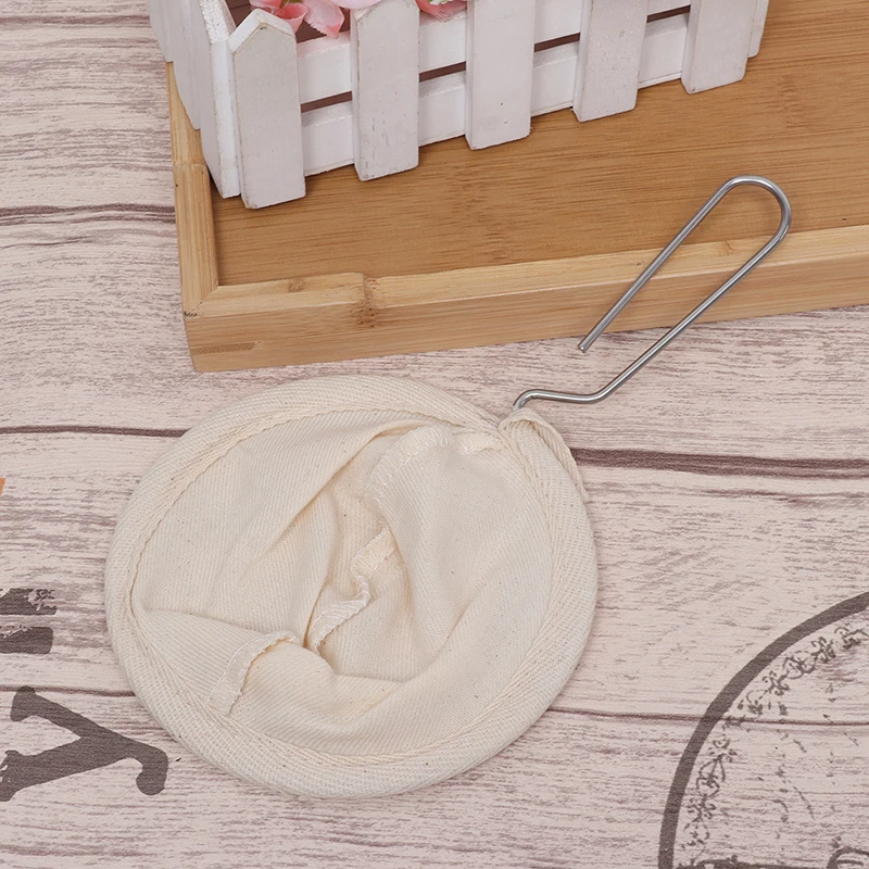 

1PCS Tea Filter Reusable Coffee Filter Bag Stainless Steel Handle Flannel Cloth Strainer Dropping Pot Mesh Coffee Tool