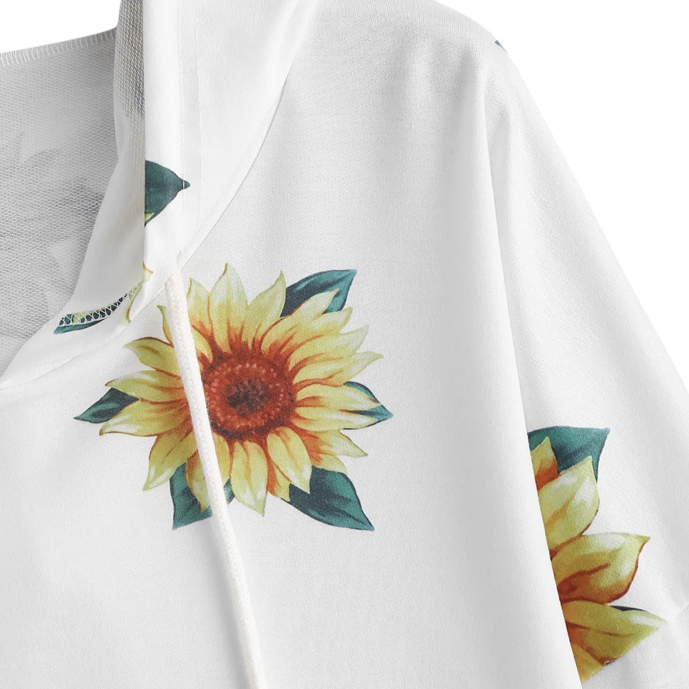 Женские повседневные толстовки с принтом подсолнуха женские пуловеры капюшоном