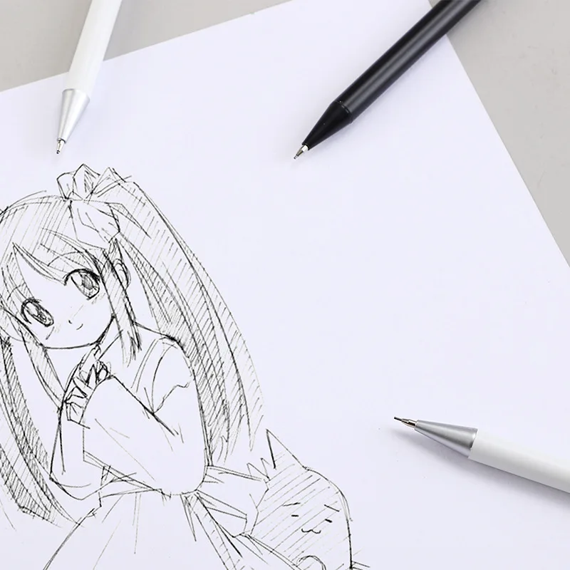 

36 pcs/lot Fashion White Black Metal Mechanical Pencil Cute 0.7mm Student Automatic Pen For Kid School Office Supply