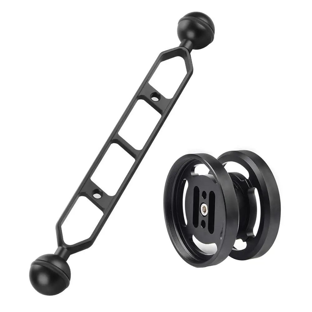 with 9inch arm black Алюминий двойной 67 мм Макро/Широкий формат объектива подставка держатель с 5/7/9/11 дюймов нетонущий браслет на руку для подводной съемки DSLR фотокамера - Цвет: with 9inch arm black