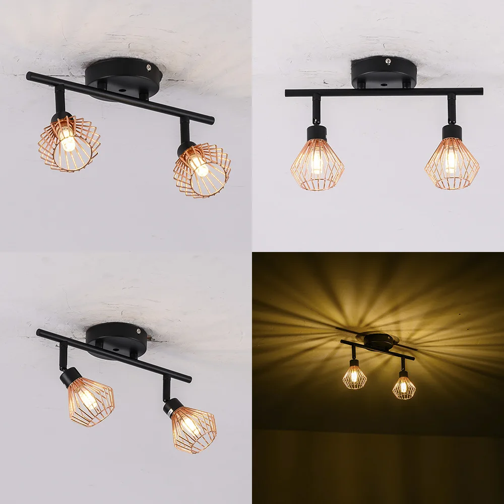 $14.51 Rotation Loft Nordic Ceiling Lights Loft G9 Cage Room Lights Creative Ceiling Light 1/2/3 Heads Lamps for Home Decor Restaurant