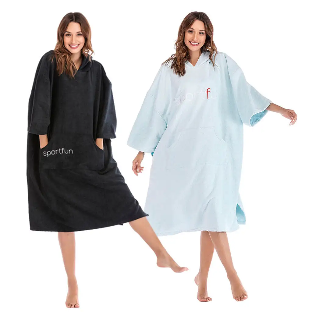 

Changing Comfort Super Cosy Warm Poncho Hooded Women Bathrobe Sports for Surfing Outdoor Sports Outdoor