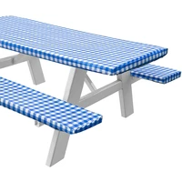 vinyl picnic table and bench fitted tablecloth cover checkered design 3 piece set