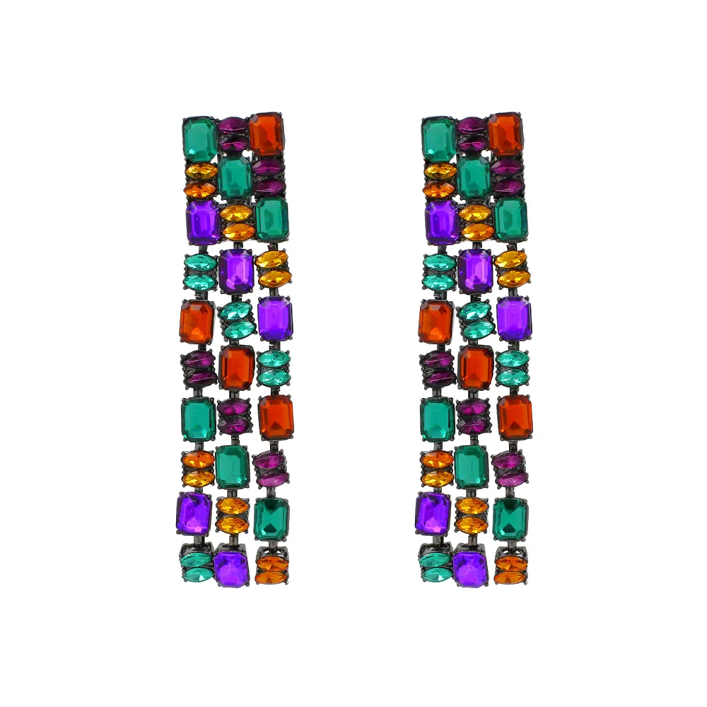 

Colorful Crystal Dangle Earring Geometric Vintage Earrings High-quality Fashion Trend Jewelry Accessories For Women Wholesale