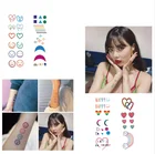 Ins Горячие красочные женские временные тату 30 шт Мультяшные боди-арт водонепроницаемые поддельные тату наклейки улыбка луна Радуга тату