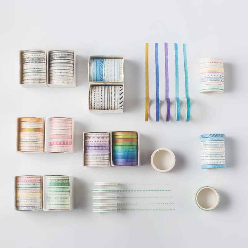 

10 Pcs/Set Fresh Pattern Slim Decorative Washi Tape Set DIY Scrapbooking Planner Stickers Kawaii Stationery School Supplies