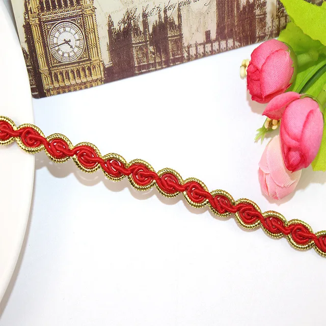 1М Последняя высококачественная кружевная ткань 1см аппликация золотого кружева Guipure для занавесей ленты для шитья отделок dentelle LE1 on.