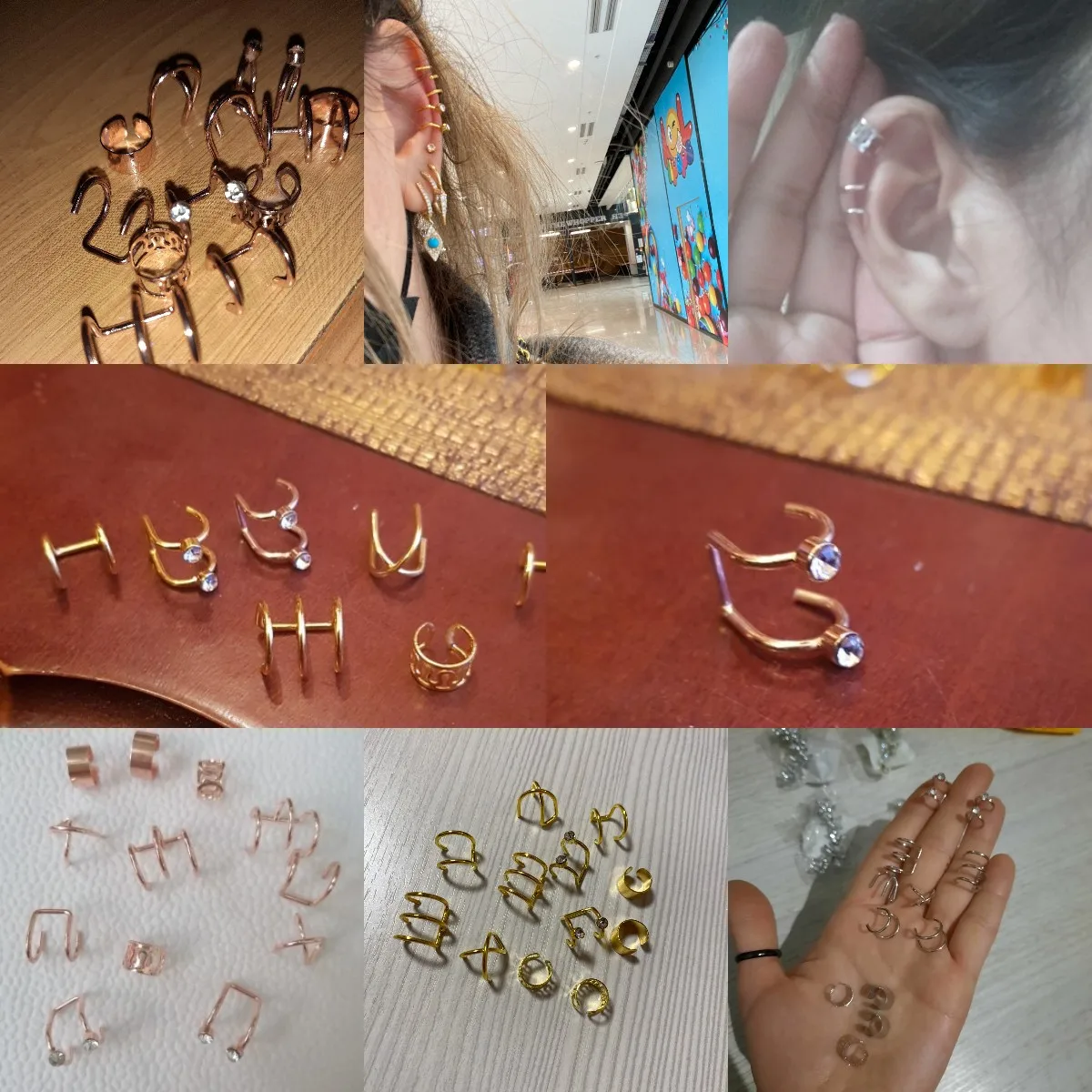 

Fashion 5Pcs/Set Ear Cuffs Gold Leaf Ear Cuff Clip Luxurious Earrings for Women Earcuff Punk Piercing Fake Cartilage Earrings