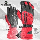 Перчатки для велоспорта ROCKBROS, зимние, ветрозащитные, водонепроницаемые, с закрытыми пальцами, для катания на лыжах, сноуборде, до-30 градусов, велосипедные перчатки для MTB