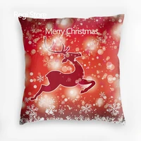 2022 merry christmas pillowcase pictures of xmas deer in the snow forest home sofa cushion decorative short plush pillowcase