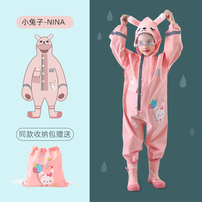 

Long Backpack Fashion Cute Breathable Toddler Raincoat Kids Waterproof Hat Design Vetements De Pluie Homme Rain Gear EC50YY