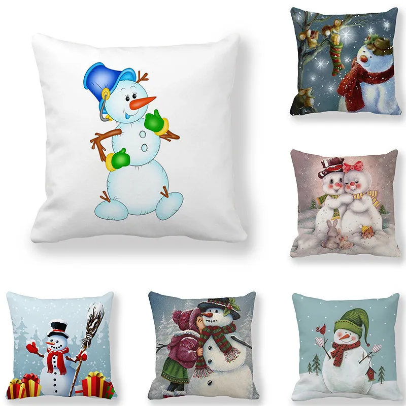 

Happy New Year 2021 Snowman Pillowcase 45x45cm Christmas Ornaments Merry Christmas Decorations for Home Decor Navidad Natal