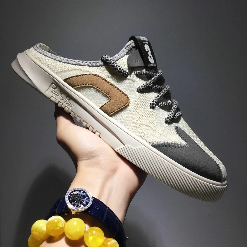 

Spring Men Slippers Shoes 2021 Fashion Mesh Slippers Fashion Beach Sandals Casual Flat Slip On Flip Flops zapatos hombre