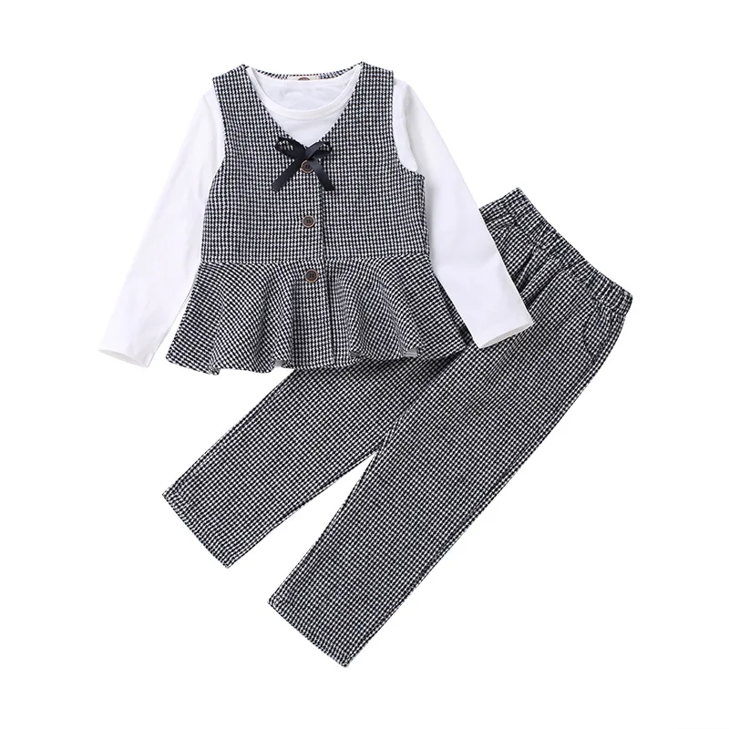

Girls Suits 2021 Autumn New Little Girls Fashion Small Suit 3pcs Clothing For Girls Formal Sets Children's Clothes 4 To 12 Years