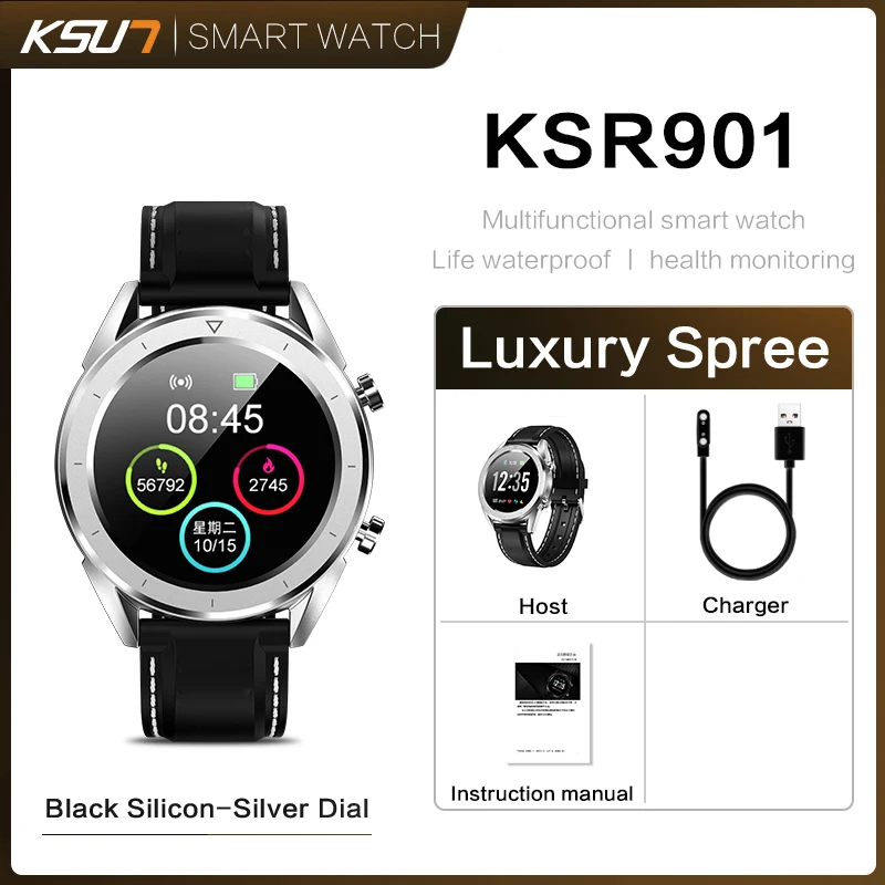 PU Gray Смарт часы KSUN KSR901 Bluetooth Android/IOS телефоны 4G водонепроницаемый gps сенсорный экран Спорт Здоровье - Цвет: PU Gray