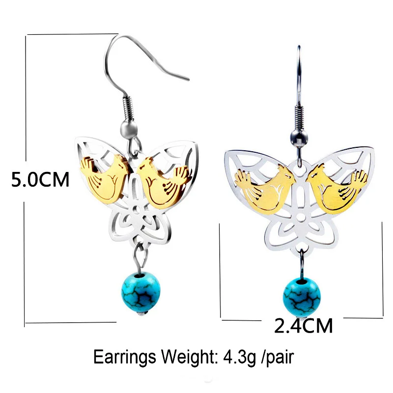 Женские Разноцветные серьги-бабочки DICARLUN из нержавеющей стали золотистого цвета