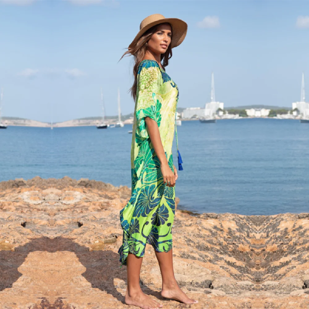 Женское длинное пляжное платье хлопковое парео купальный костюм накидка пляжный