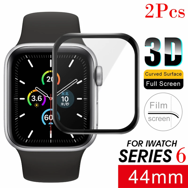 3D полное покрытие закаленное стекло для Apple Watch серии 6 44 мм защита экрана Премиум